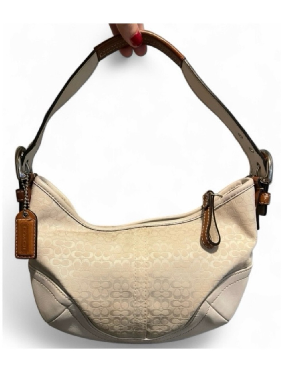 COACH VTG Y2K Signature Soho Mini Hobo Bag Cream White #6351 Excellent Condition